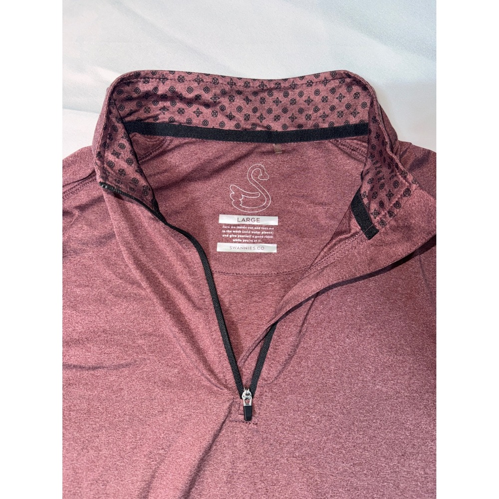 SWANNIES‎ CO Mens Burgundy Heather 1/4 Zip Pullover Long Sleeve Shirt Size L